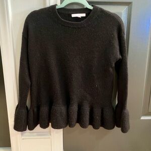 The Cashmere Project Black Cashmere Ruffled Hem Sweater